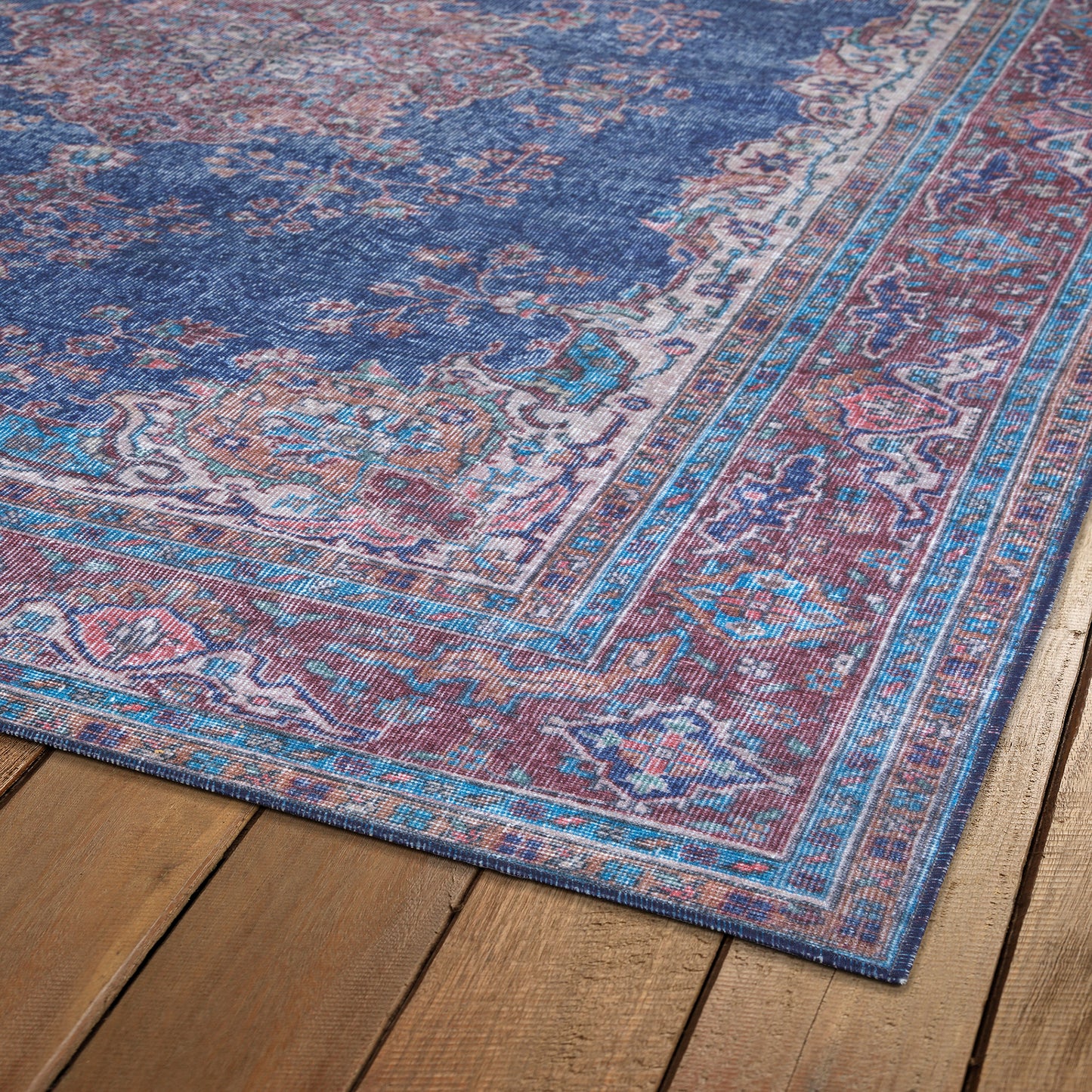 Kaleen Boho Patio Collection Blue Denim Area Rug 5' x 7'6"