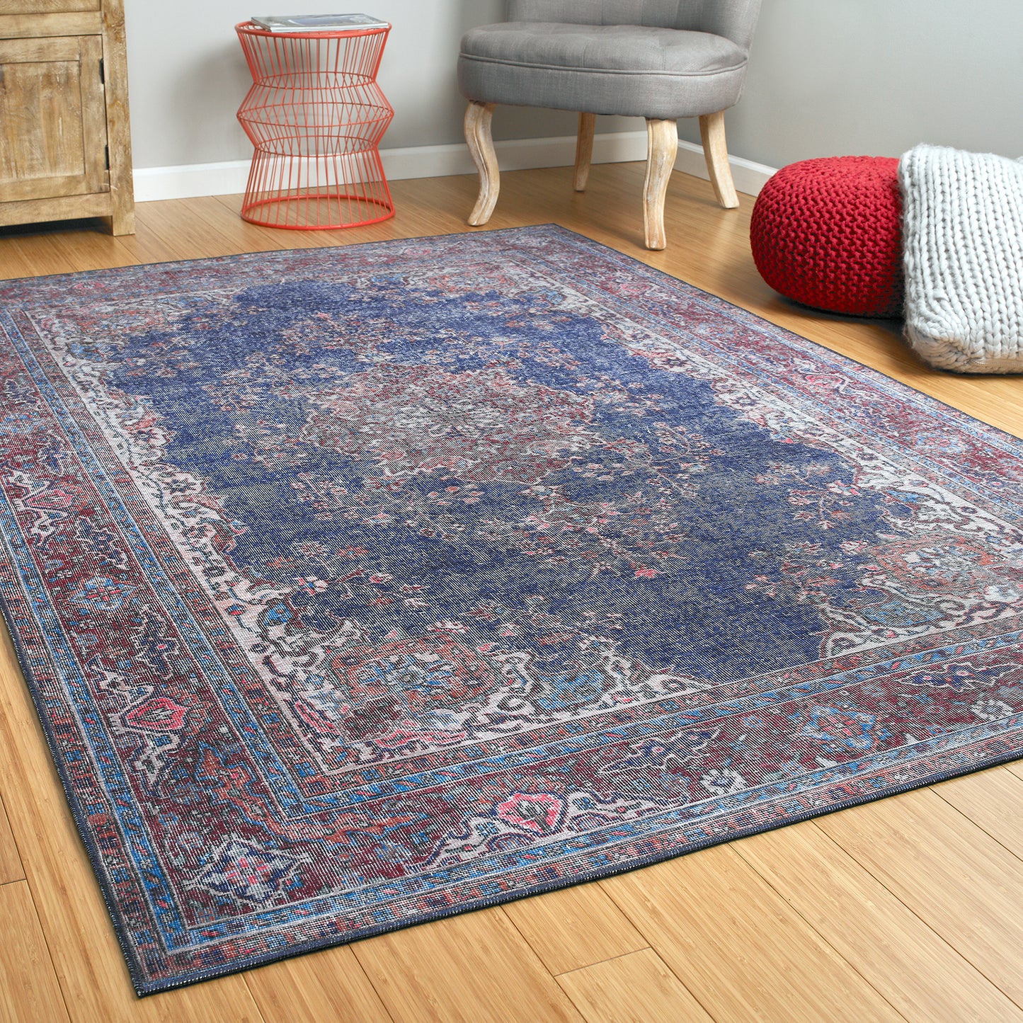 Kaleen Boho Patio Collection Blue Denim Area Rug 8' x 10'