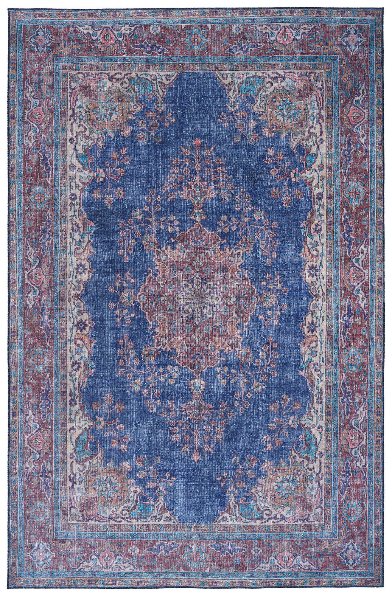 Kaleen Boho Patio Collection Blue Denim Throw Rug 3' x 5'