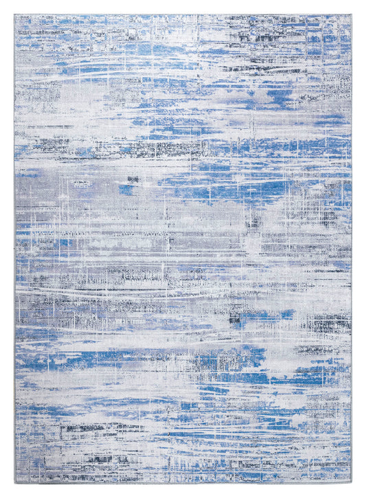Kaleen Boho Patio Collection Blue White Area Rug 8' x 10'