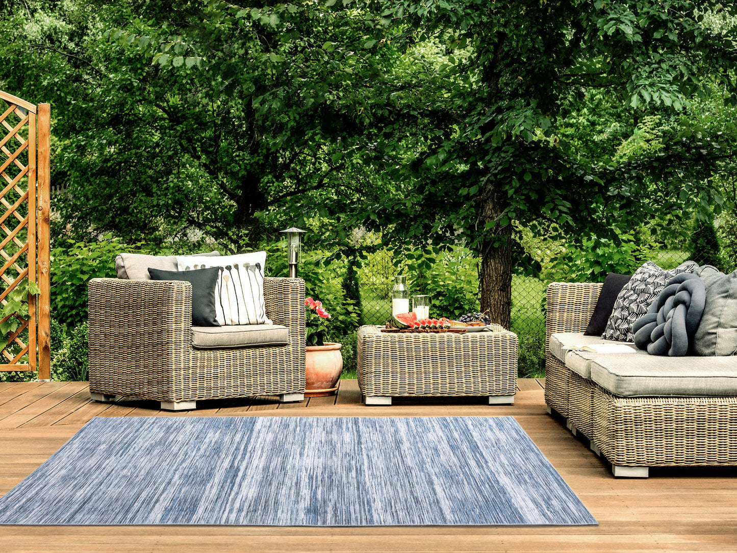 Kaleen Boho Patio Collection Dark Denim Area Rug 8' x 10'