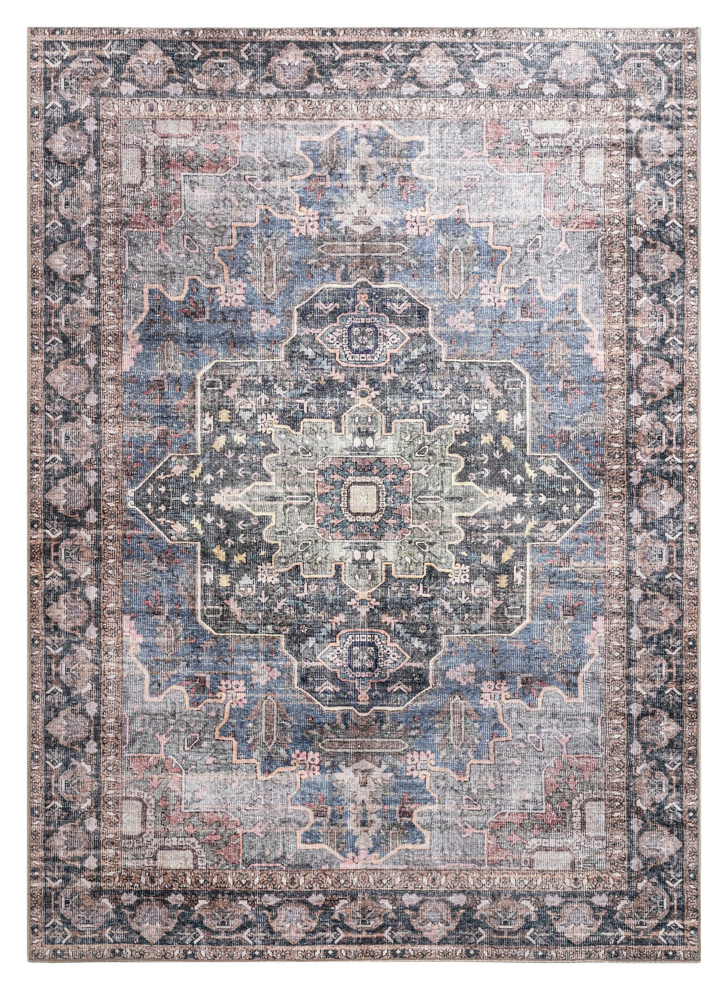 Kaleen Boho Patio Collection Navy Blue Runner 2'3" x 7'6"