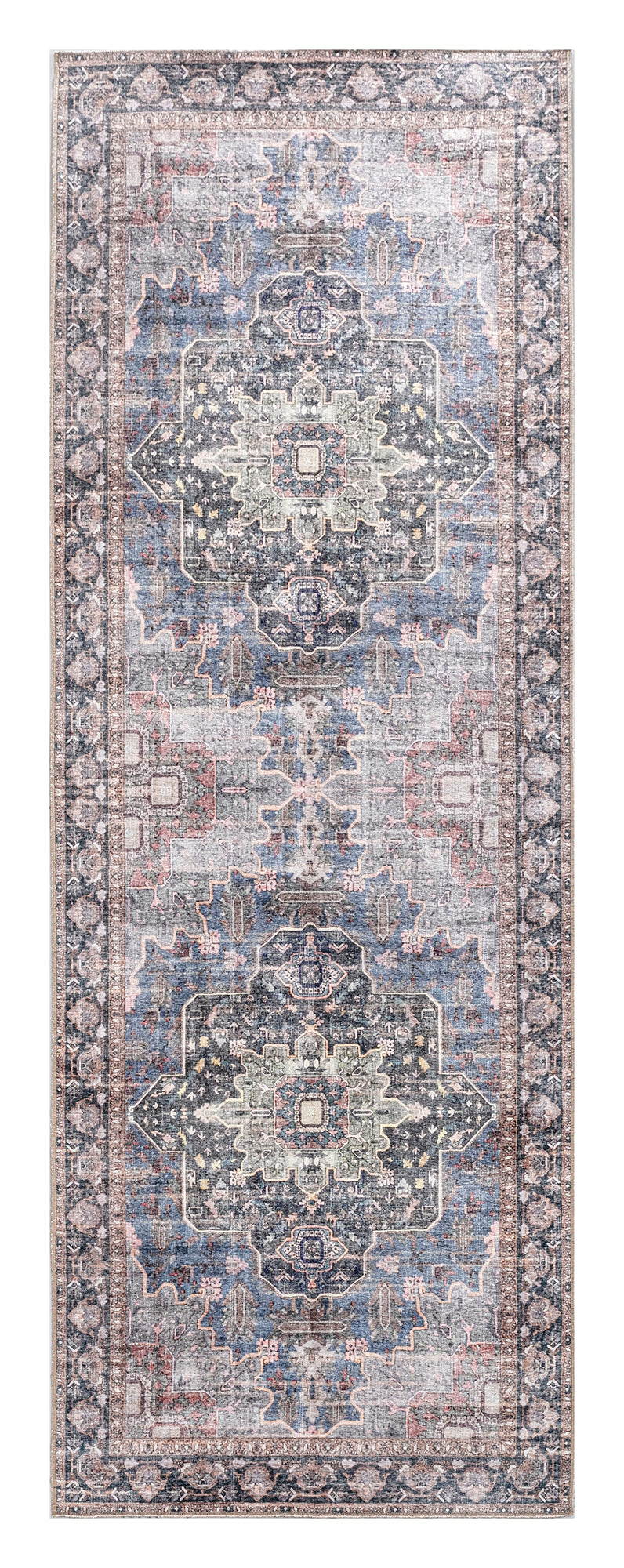 Kaleen Boho Patio Collection Navy Blue Runner 2'3" x 7'6"
