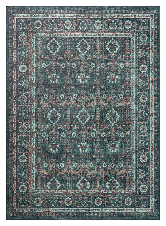 Kaleen Boho Patio Collection Dark Teal Area Rug 5' x 7'6"