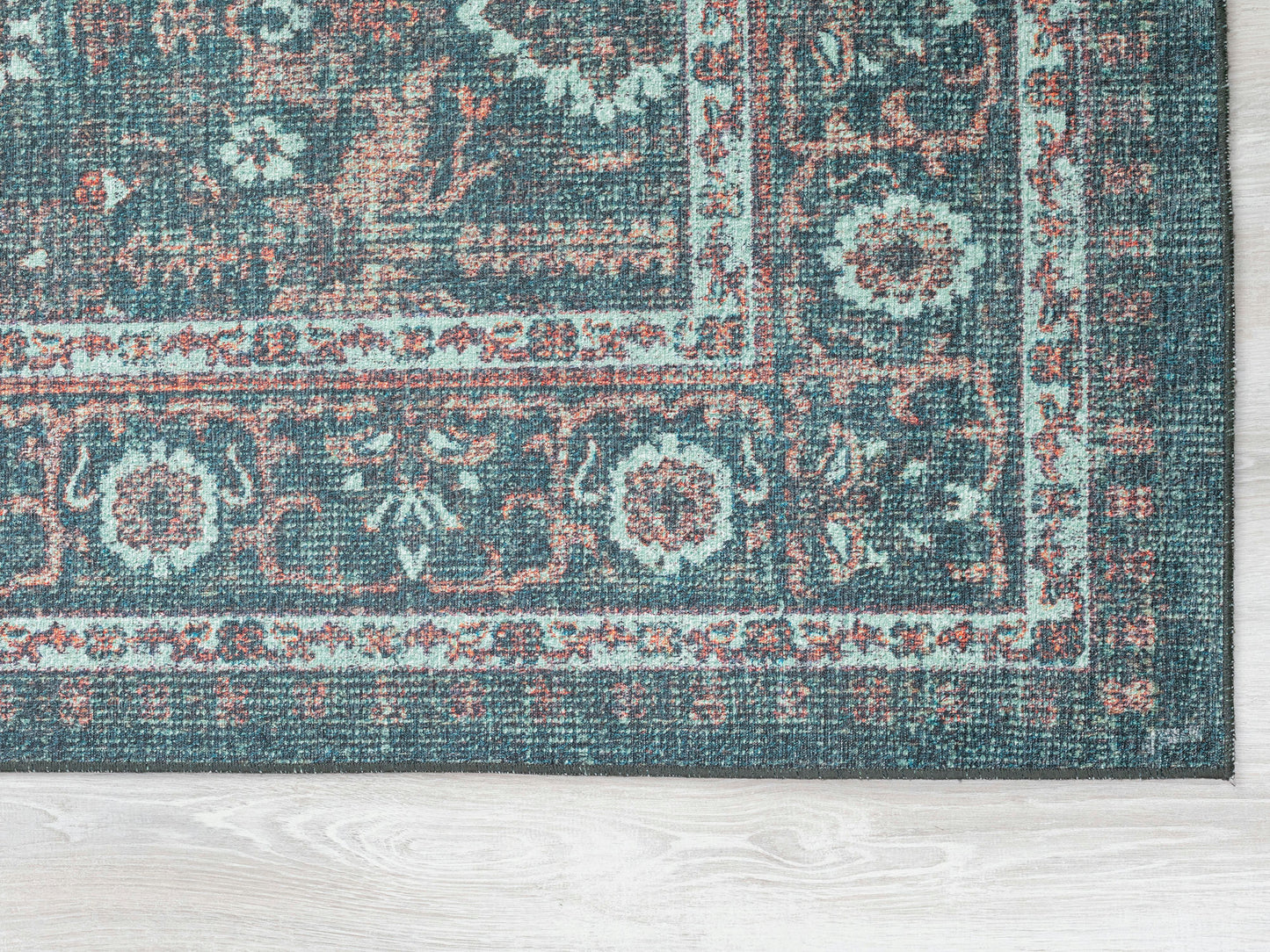 Kaleen Boho Patio Collection Dark Teal Throw Rug 2' x 3'