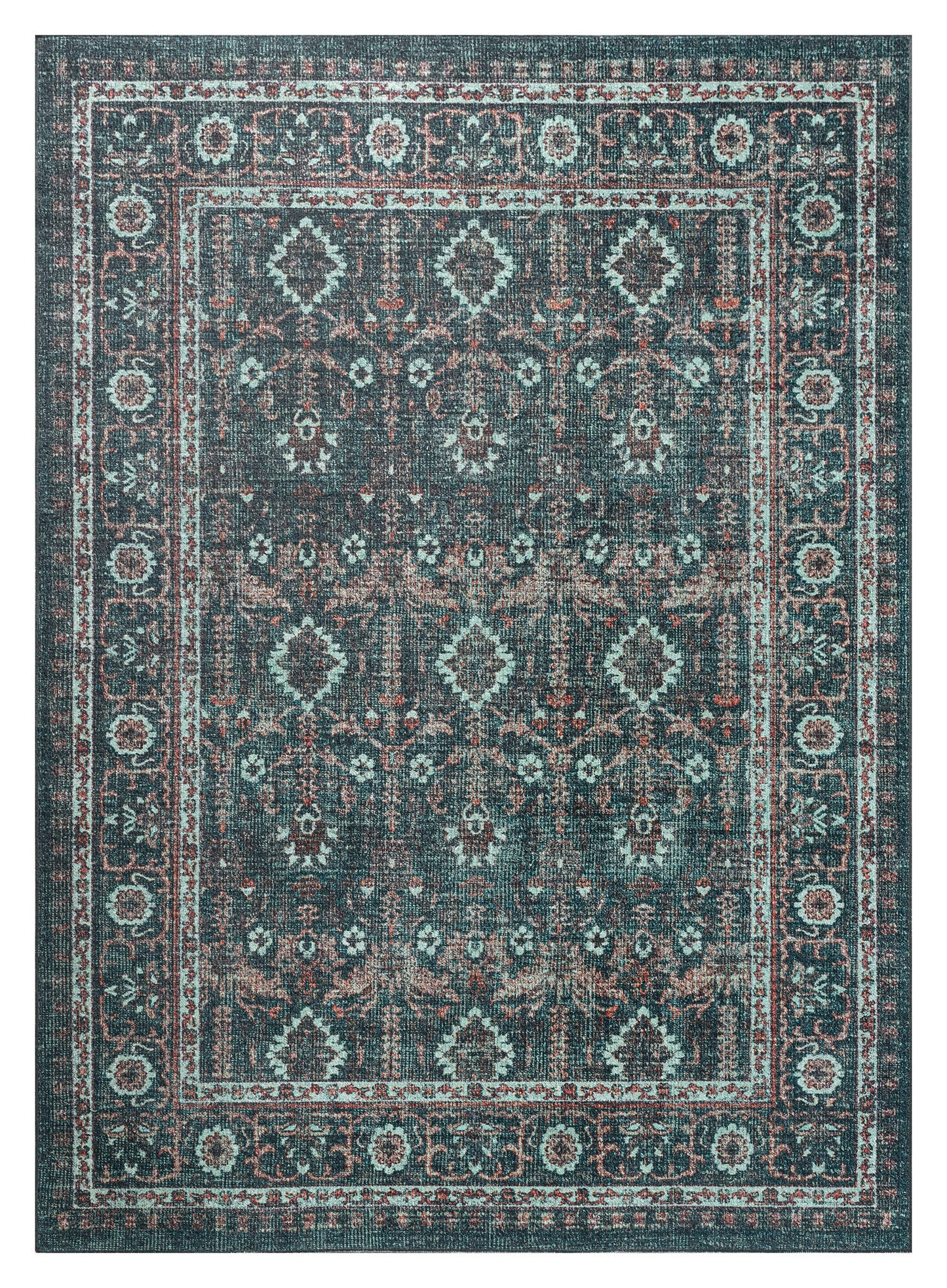 Kaleen Boho Patio Collection Dark Teal Area Rug 8' x 10'