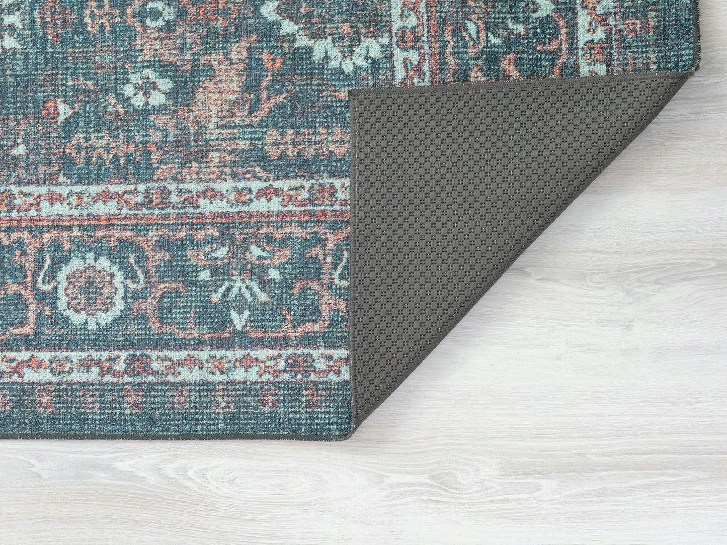 Kaleen Boho Patio Collection Dark Teal Throw Rug 3' x 5'