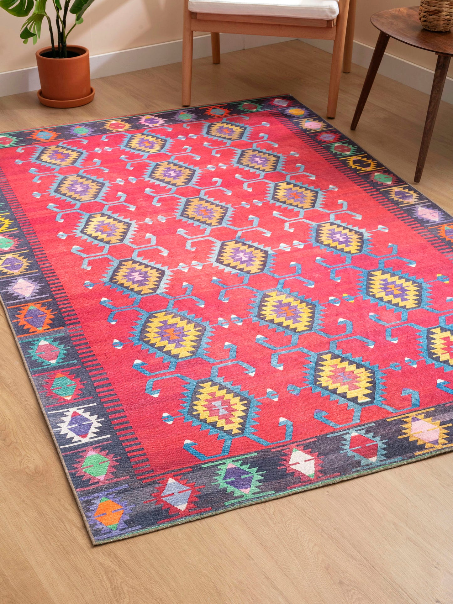 Kaleen Boho Patio Collection Bright Cranberry Area Rug 8' x 10'