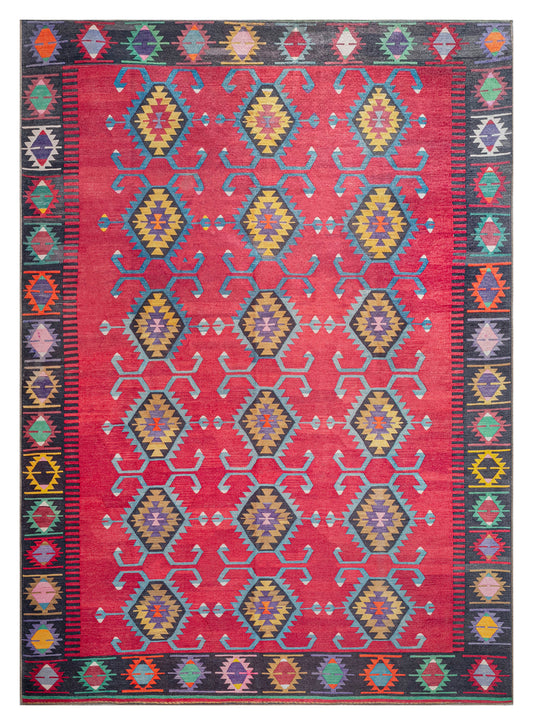 Kaleen Boho Patio Collection Bright Cranberry Area Rug 8' x 10'