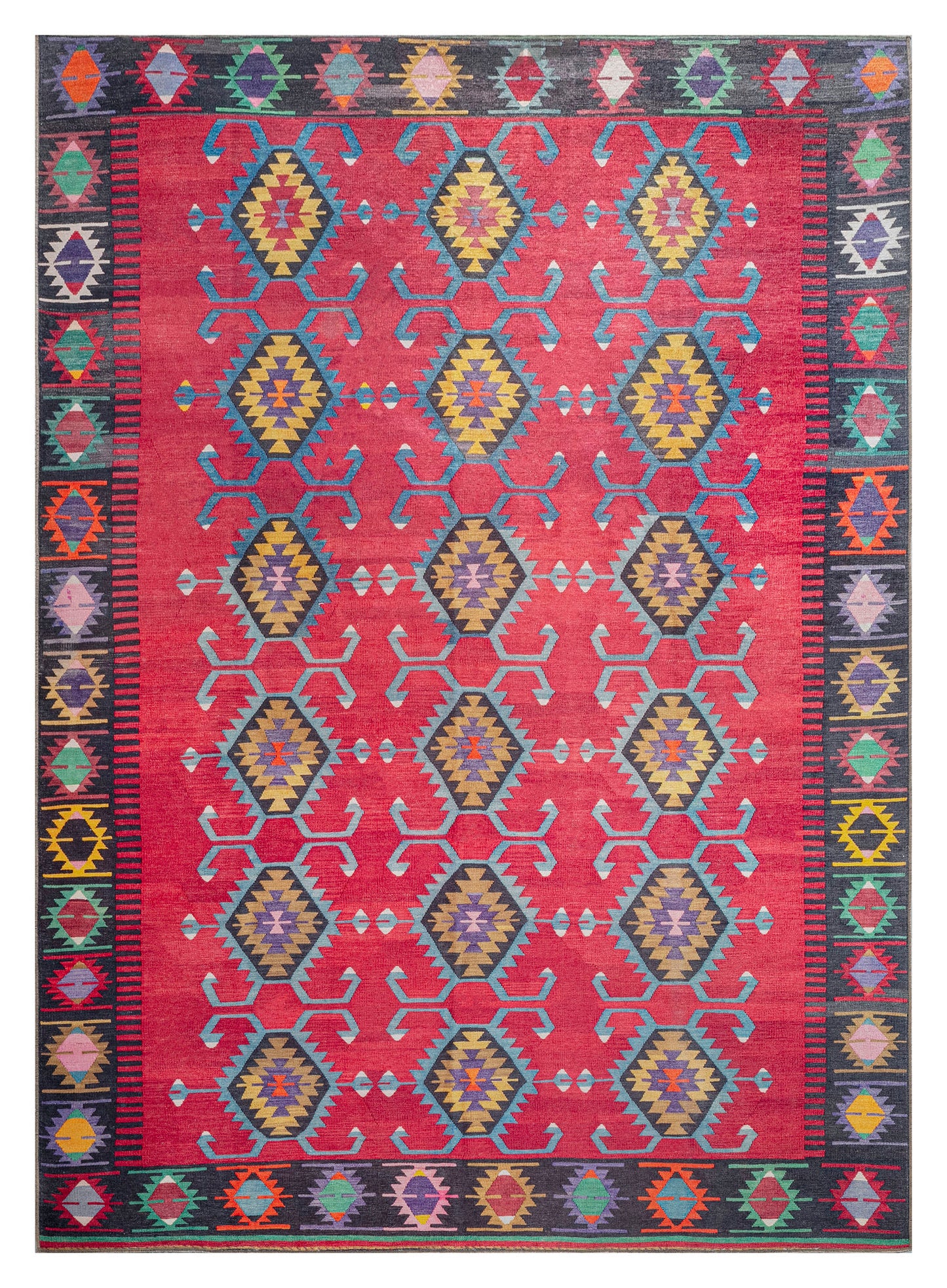 Kaleen Boho Patio Collection Bright Cranberry Runner 2'3" x 7'6"