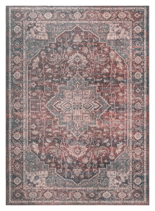 Kaleen Boho Patio Collection Multi Teal Area Rug 8' x 10'