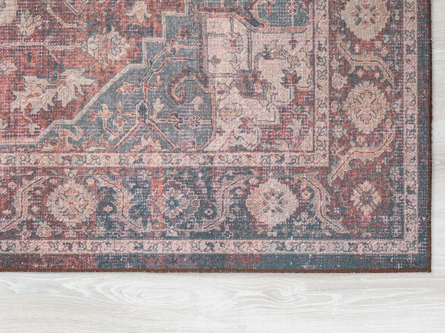 Kaleen Boho Patio Collection Multi Teal Throw Rug 3' x 5'