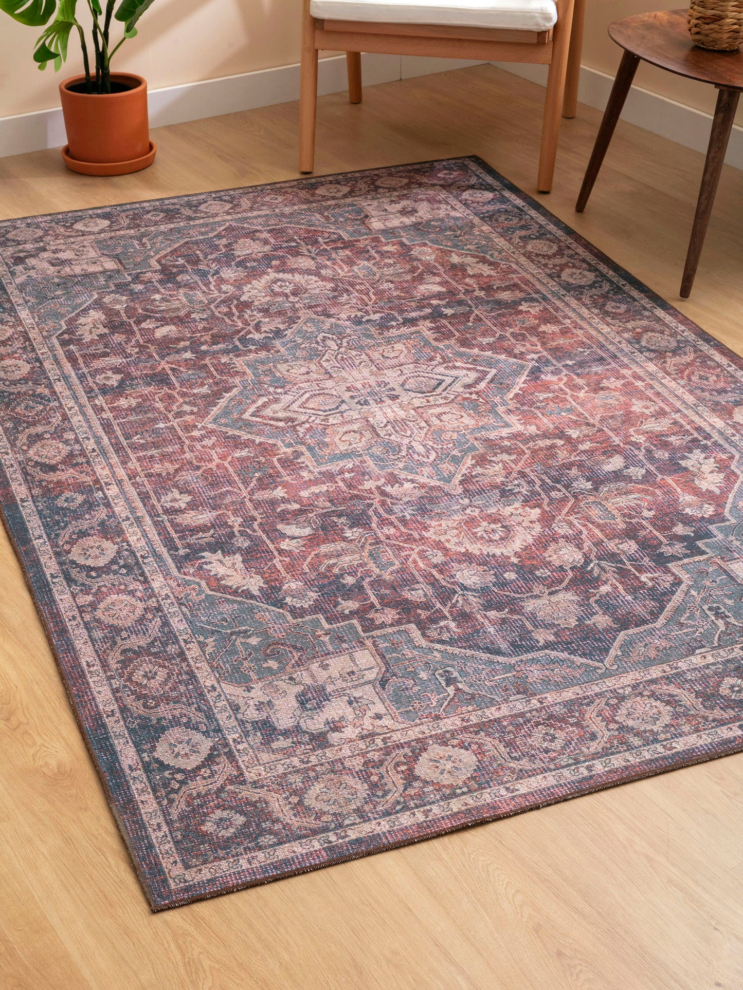 Kaleen Boho Patio Collection Multi Teal Throw Rug 2' x 3'