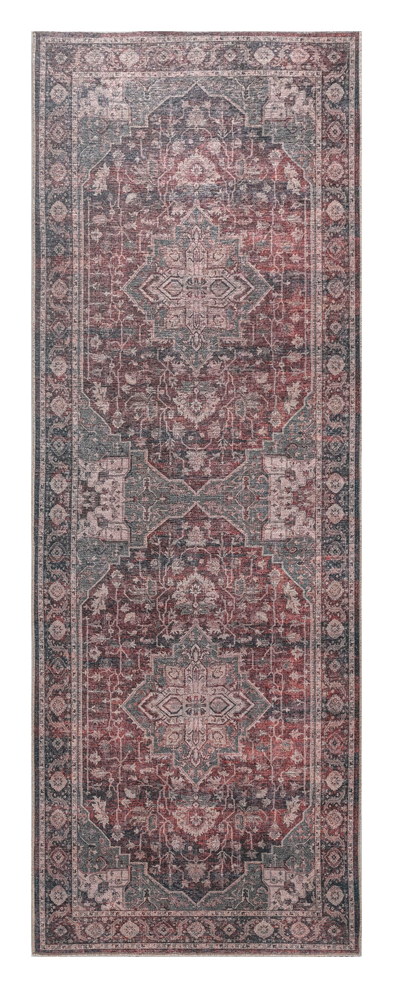 Kaleen Boho Patio Collection Multi Teal Throw Rug 2' x 3'