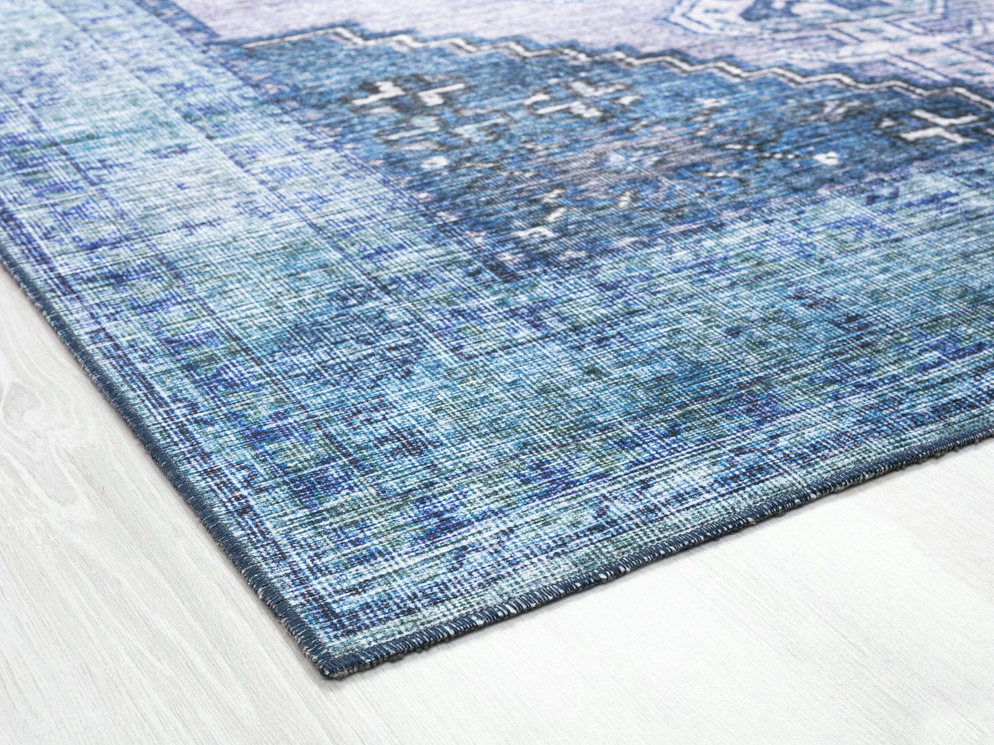 Kaleen Boho Patio Collection Blue Lavender Throw Rug 3' x 5'