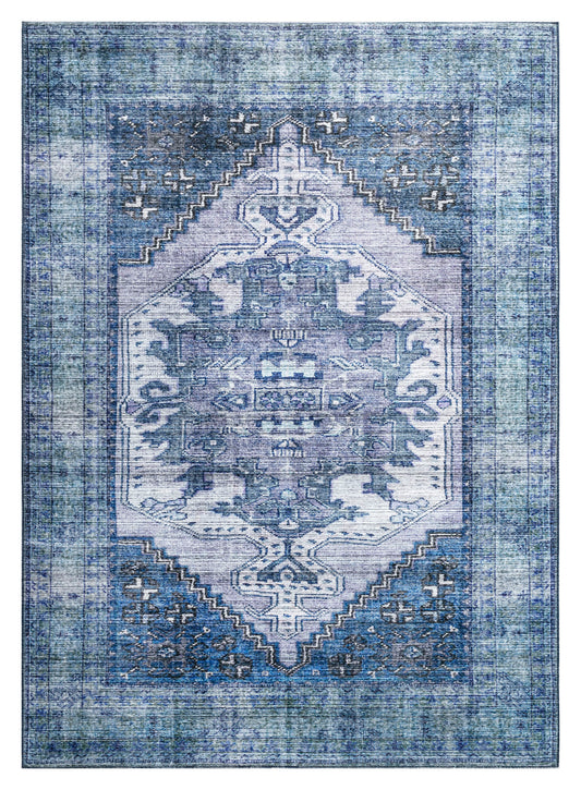 Kaleen Boho Patio Collection Blue Lavender Area Rug 8' x 10'