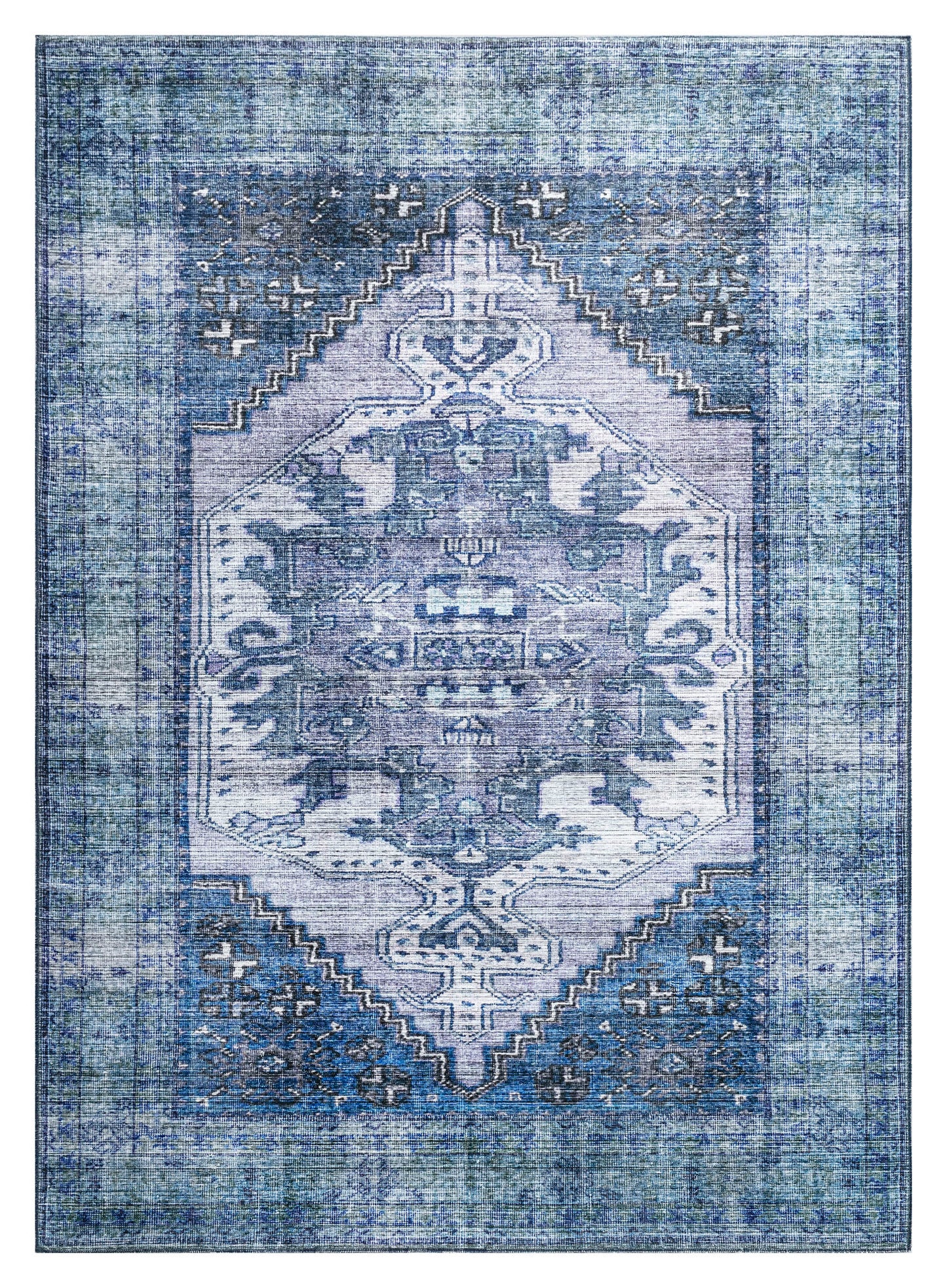 Kaleen Boho Patio Collection Blue Lavender Throw Rug 3' x 5'
