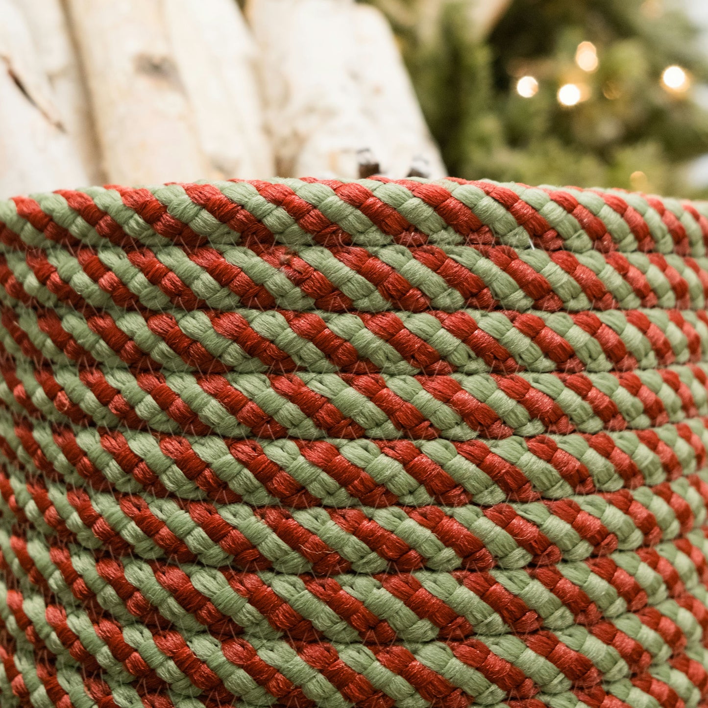 Twisted Christmas Woven Basket - Green/Red 12"x12"x10"