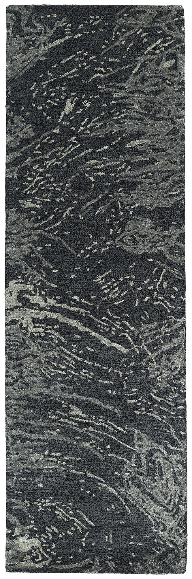 Kaleen Brushstrokes Collection Dark Charcoal Runner 2'6" x 8'