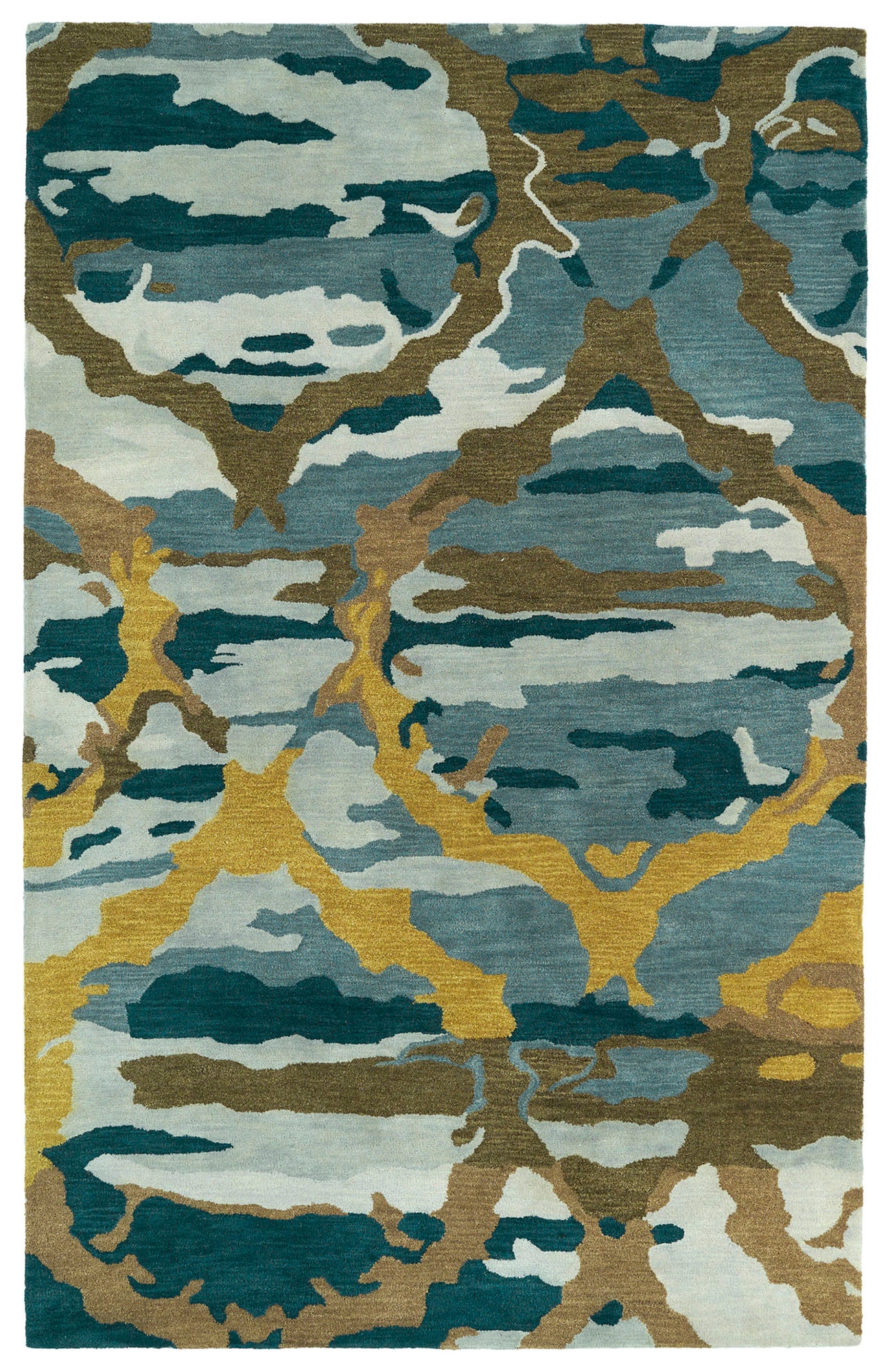 Kaleen Brushstrokes Collection Midnight Blue SlateBlue Throw Rug 2' x 3'