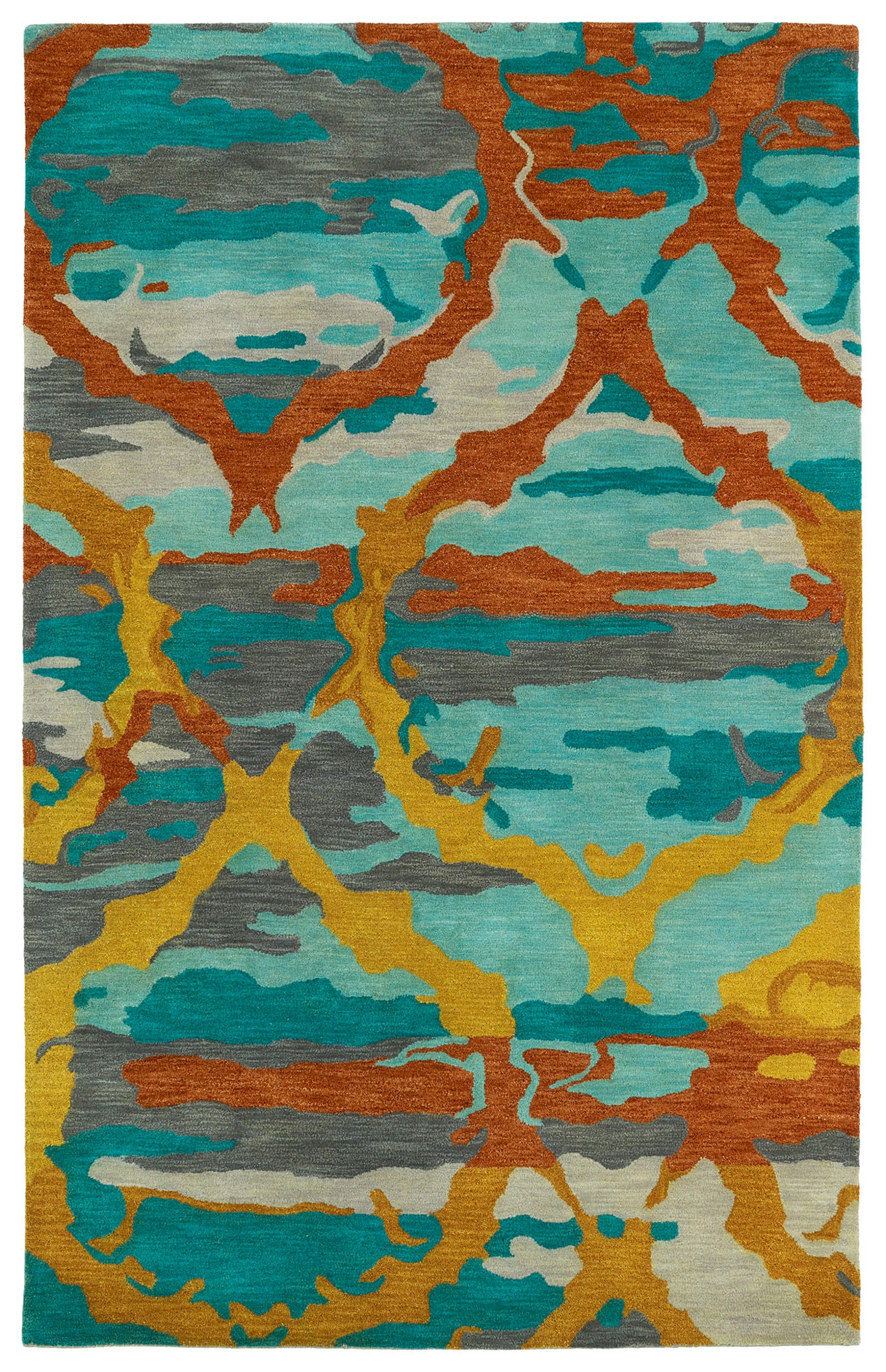 Kaleen Brushstrokes Collection Teal Turquoise Throw Rug 2' x 3'