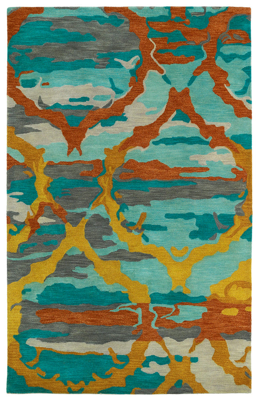 Kaleen Brushstrokes Collection Teal Turquoise Area Rug 9'6" x 13'