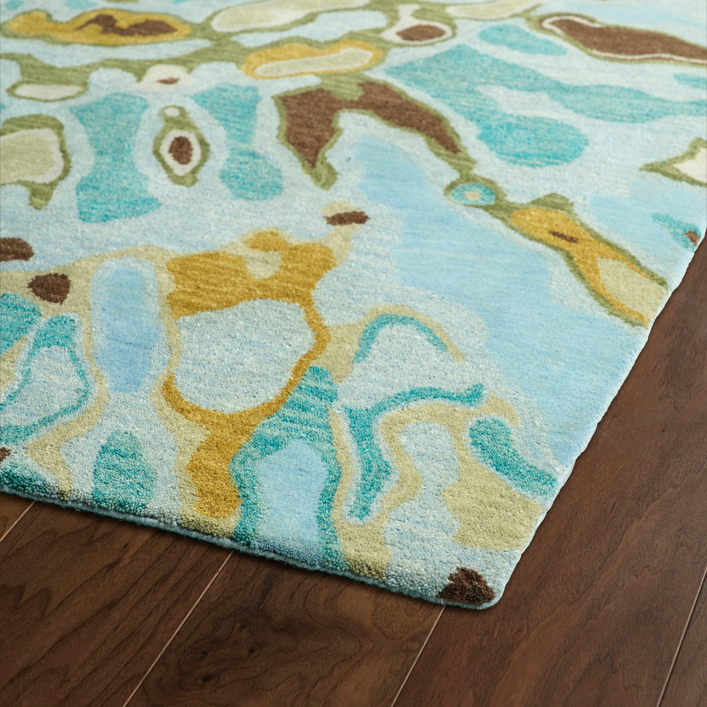 Kaleen Brushstrokes Collection Sky Blue MintBlue Runner 2'6" x 8'