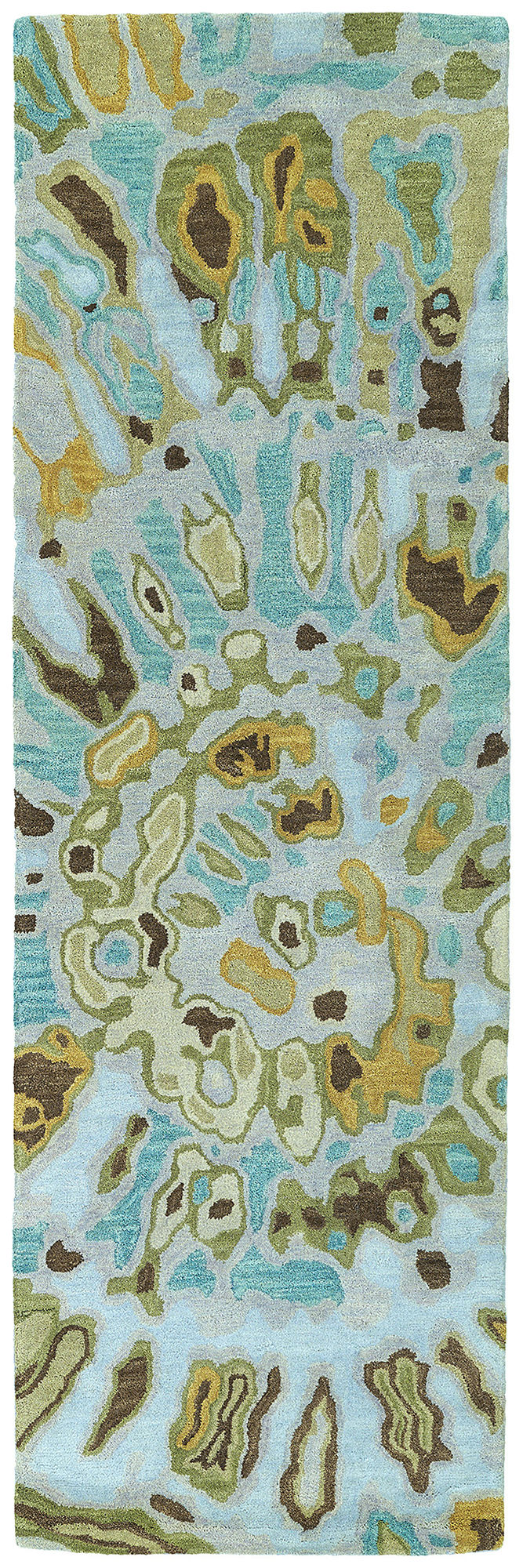 Kaleen Brushstrokes Collection Sky Blue MintBlue Runner 2'6" x 8'