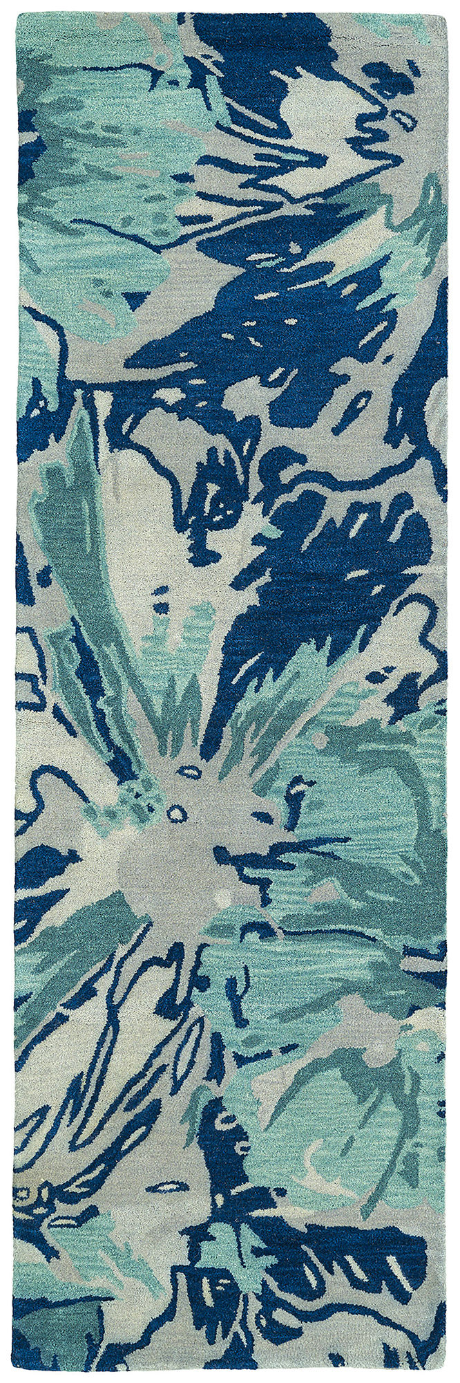 Kaleen Brushstrokes Collection Navy Gray Throw Rug 2' x 3'