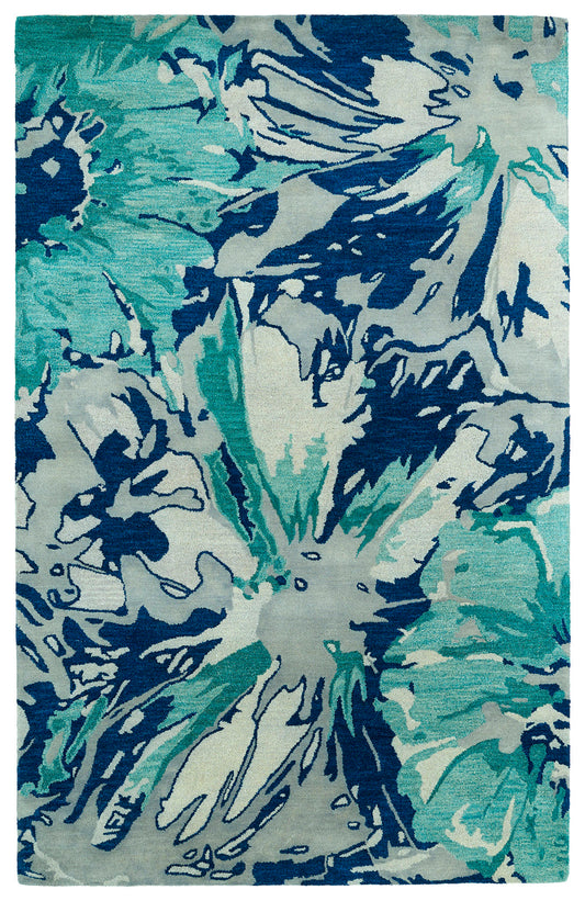 Kaleen Brushstrokes Collection Navy Gray Area Rug 5' x 7'9"