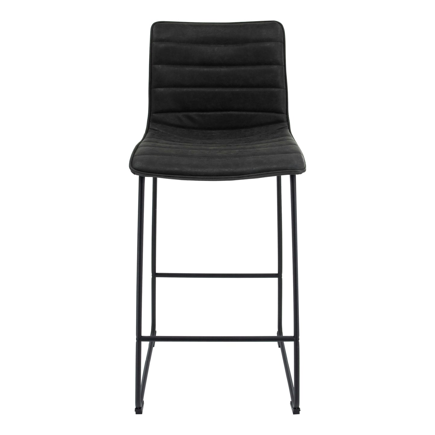 LeisureMod Brooklyn 29.9" Modern Charcoal Black Leather Bar Stool Set of 2