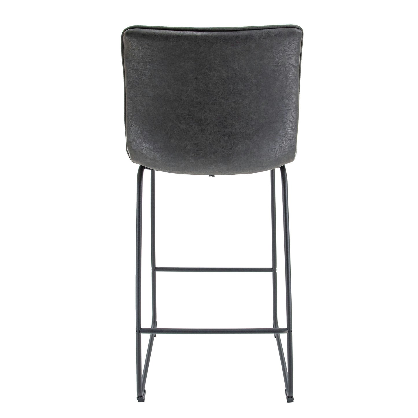 LeisureMod Brooklyn 29.9" Modern Charcoal Black Leather Bar Stool Set of 2