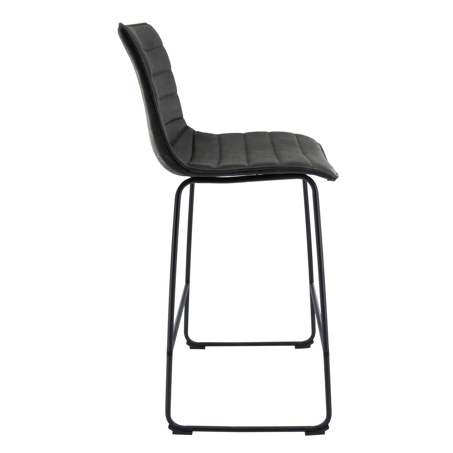 LeisureMod Brooklyn 29.9" Modern Charcoal Black Leather Bar Stool