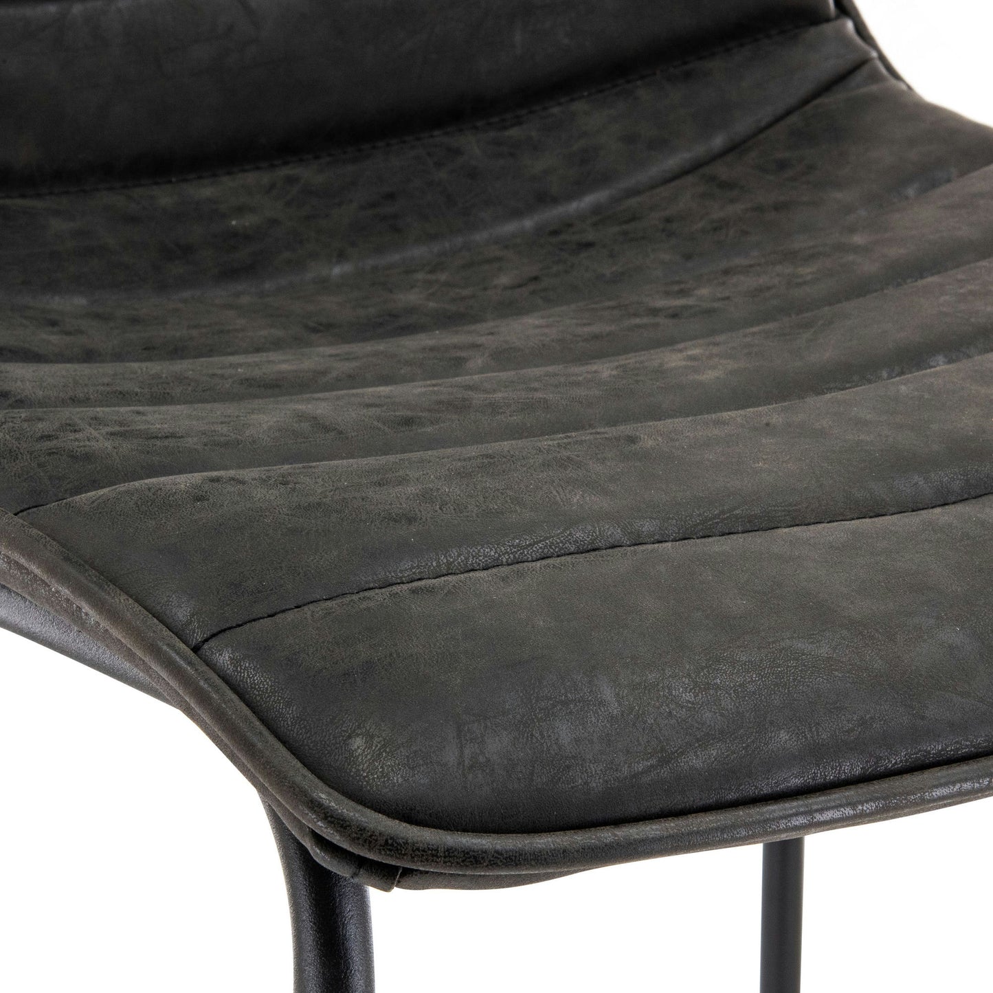 LeisureMod Brooklyn 29.9" Modern Charcoal Black Leather Bar Stool