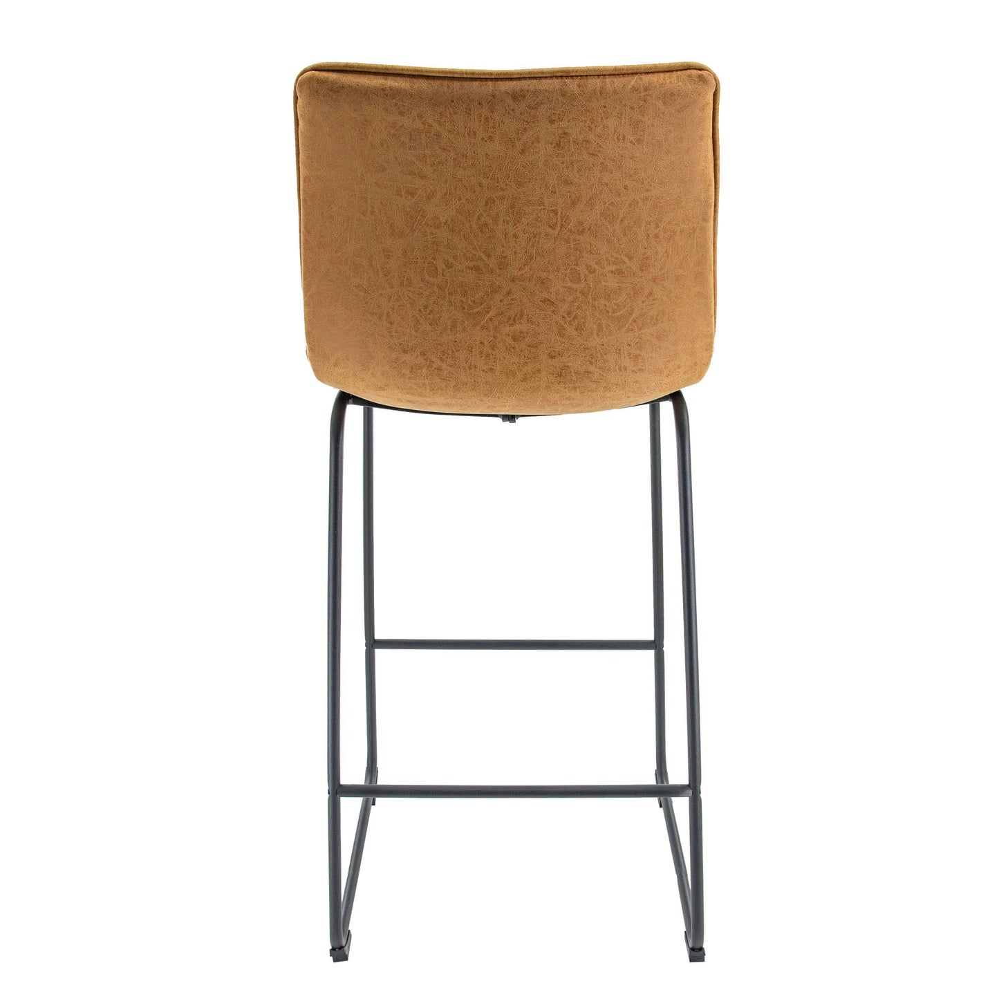 LeisureMod Brooklyn 29.9" Modern Light Brown Leather Bar Stool Set of 2