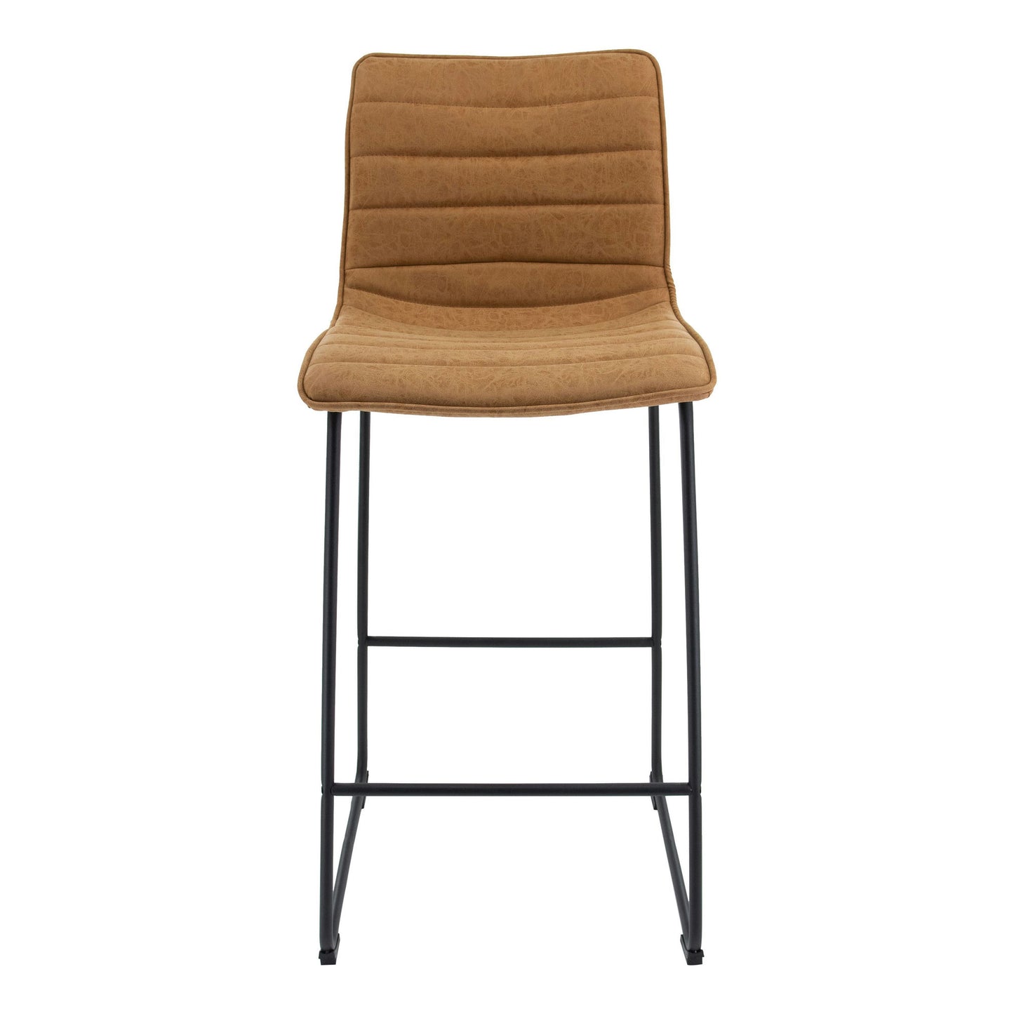 LeisureMod Brooklyn 29.9" Modern Light Brown Leather Bar Stool