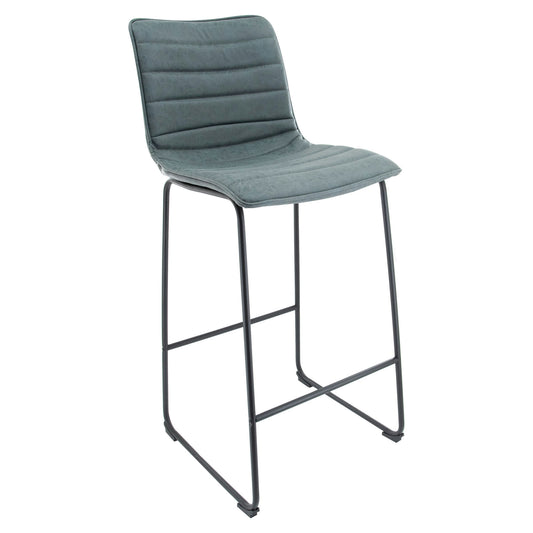 LeisureMod Brooklyn 29.9" Modern Peacock Blue Leather Bar Stool