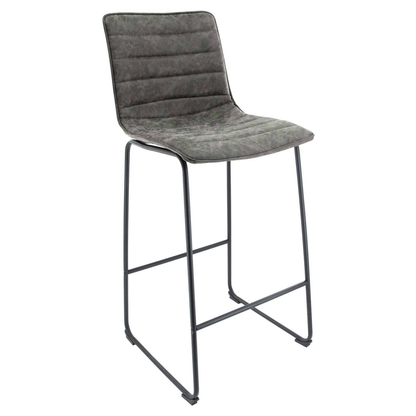 LeisureMod Brooklyn 29.9" Modern Grey Leather Bar Stool