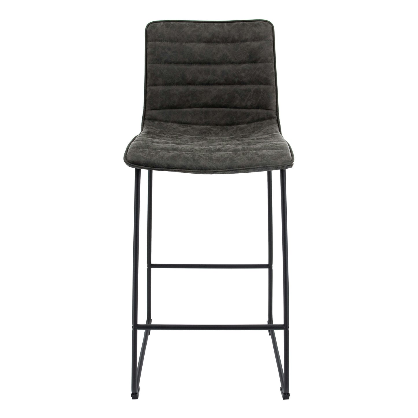 LeisureMod Brooklyn 29.9" Modern Grey Leather Bar Stool