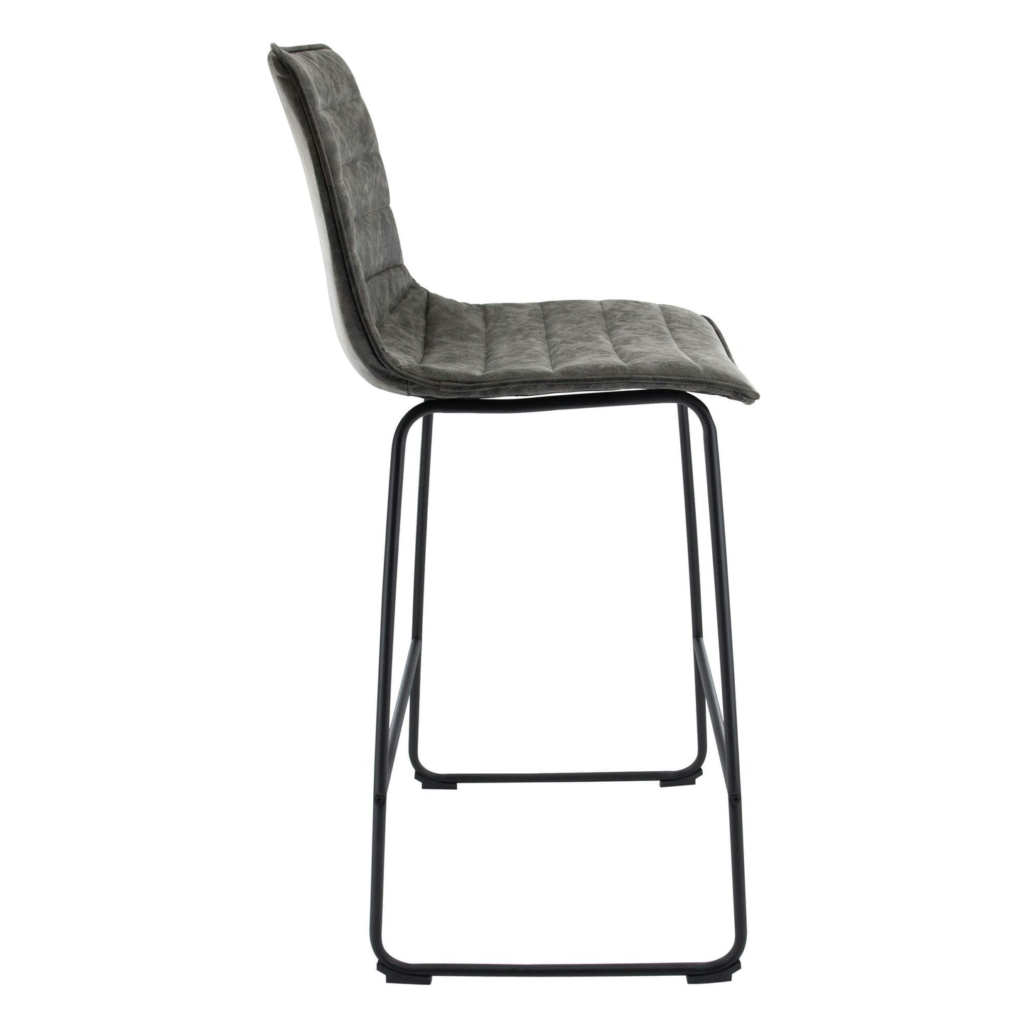 LeisureMod Brooklyn 29.9" Modern Grey Leather Bar Stool