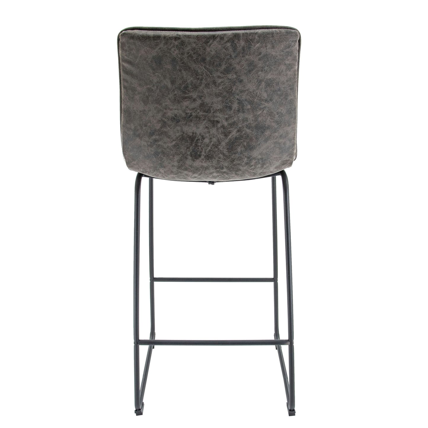 LeisureMod Brooklyn 29.9" Modern Grey Leather Bar Stool