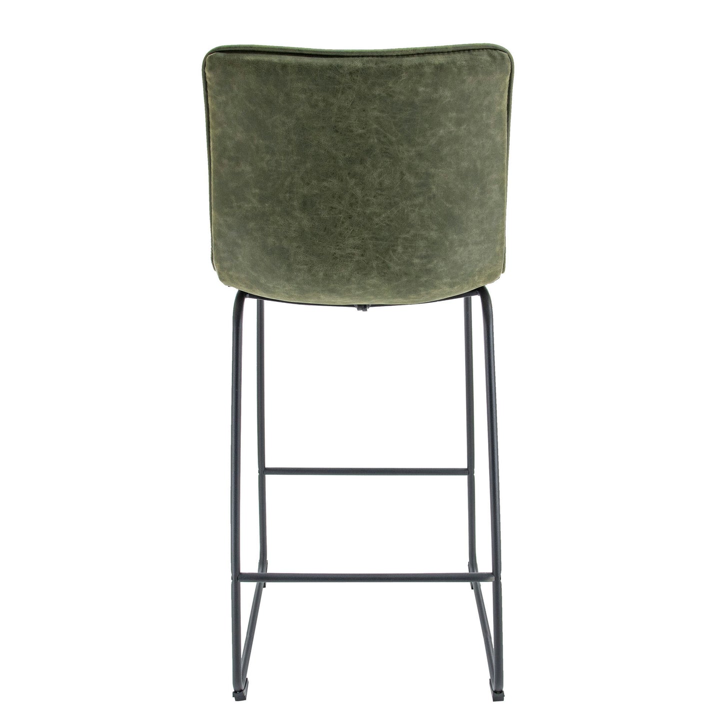 LeisureMod Brooklyn 29.9" Modern Olive Green Leather Bar Stool