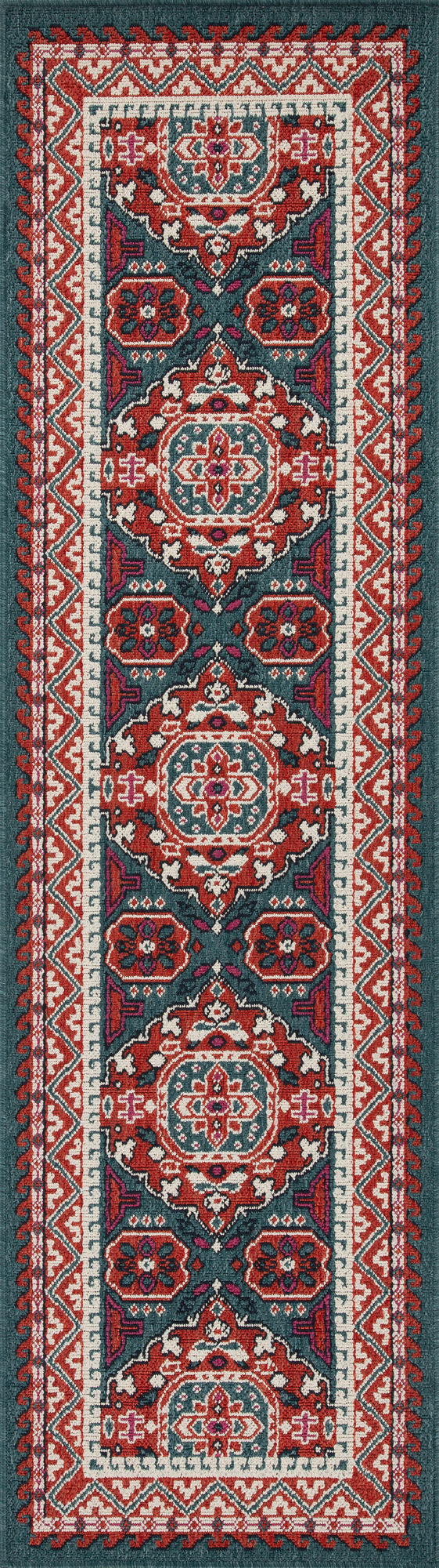 Kaleen Bitki Collection Red Teal Runner 2'2" x 7'10"