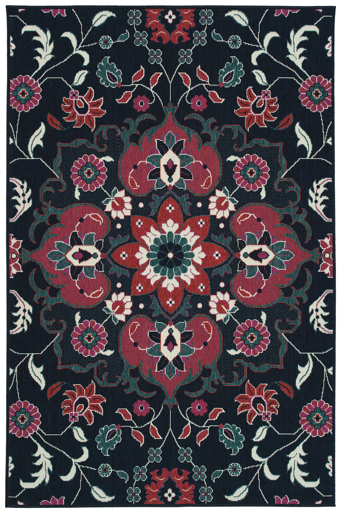 Kaleen Bitki Collection Navy Pink Throw Rug 1'11" x 3'7"