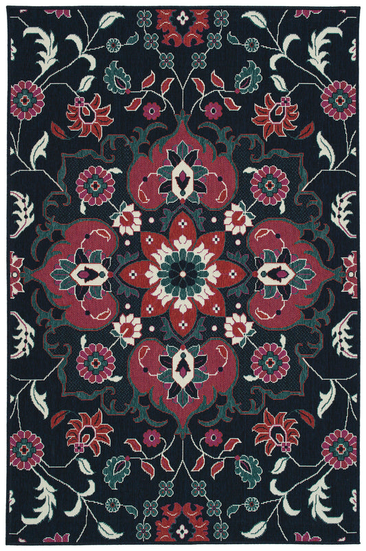 Kaleen Bitki Collection Navy Pink Area Rug 5'3" x 5'3"
