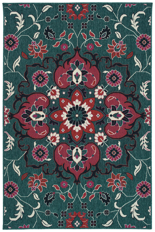 Kaleen Bitki Collection Dark Teal Area Rug 7'10" x 7'10"