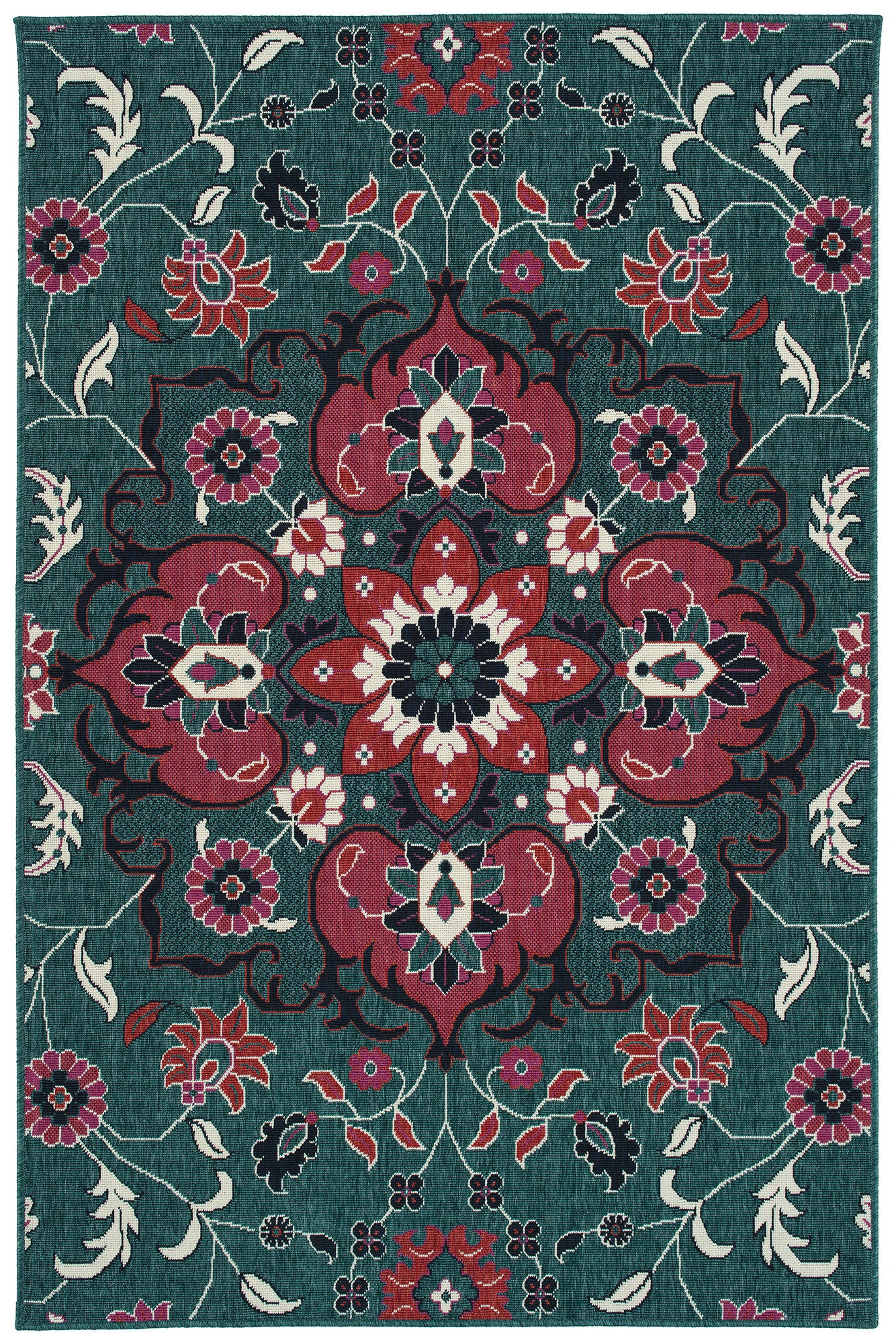 Kaleen Bitki Collection Dark Teal Area Rug 5'3" x 5'3"