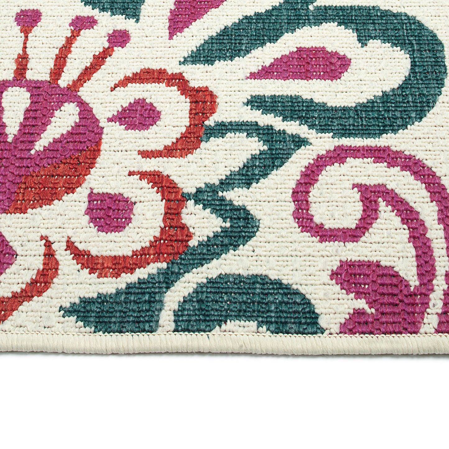 Kaleen Bitki Collection Ivory Teal Throw Rug 1'11" x 3'7"