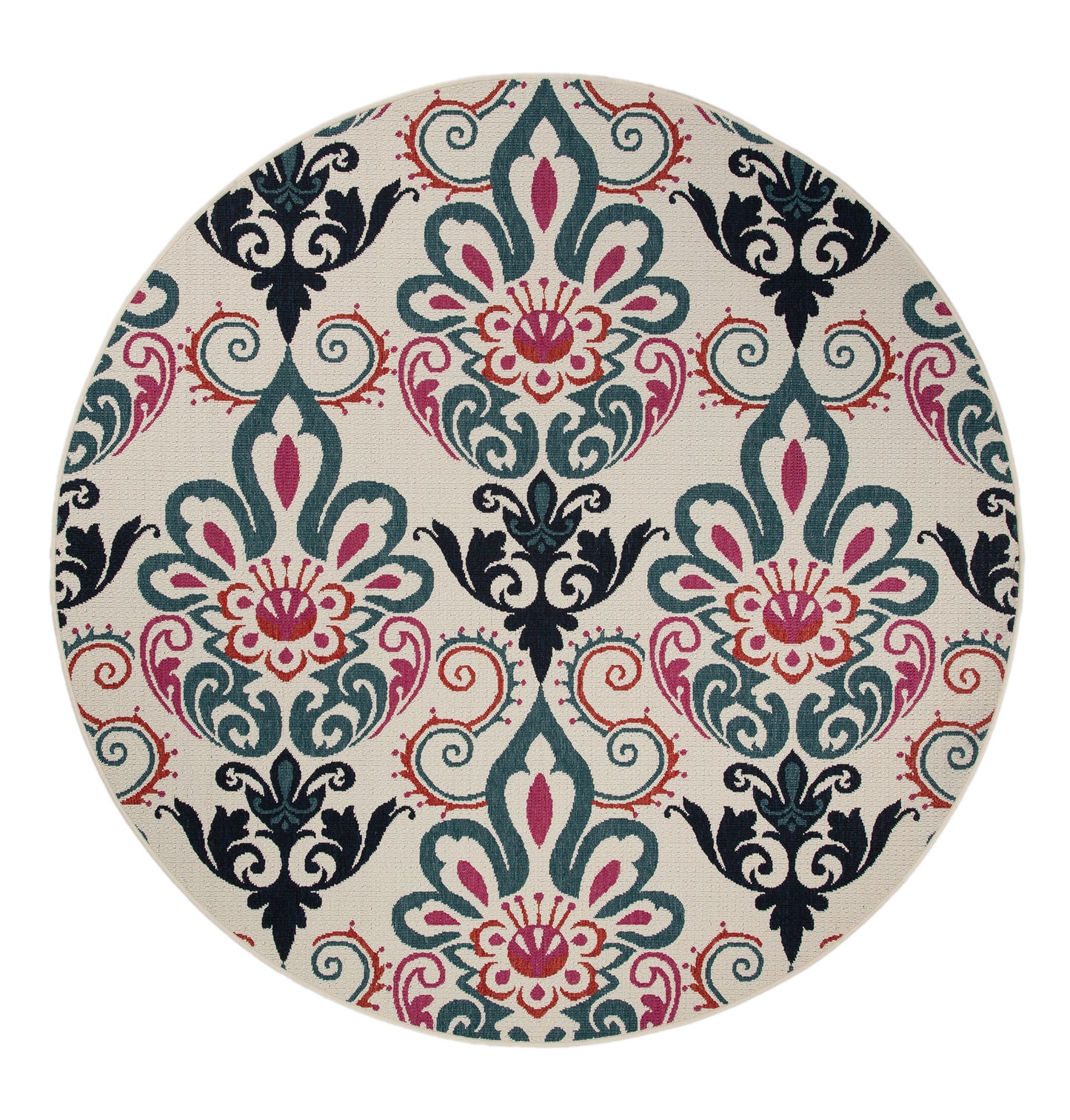 Kaleen Bitki Collection Ivory Teal Area Rug 5'3" x 7'6"