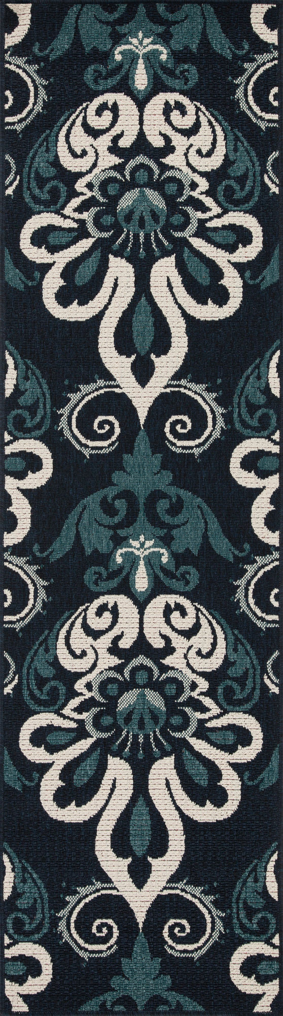 Kaleen Bitki Collection Navy Teal Runner 2'2" x 7'10"